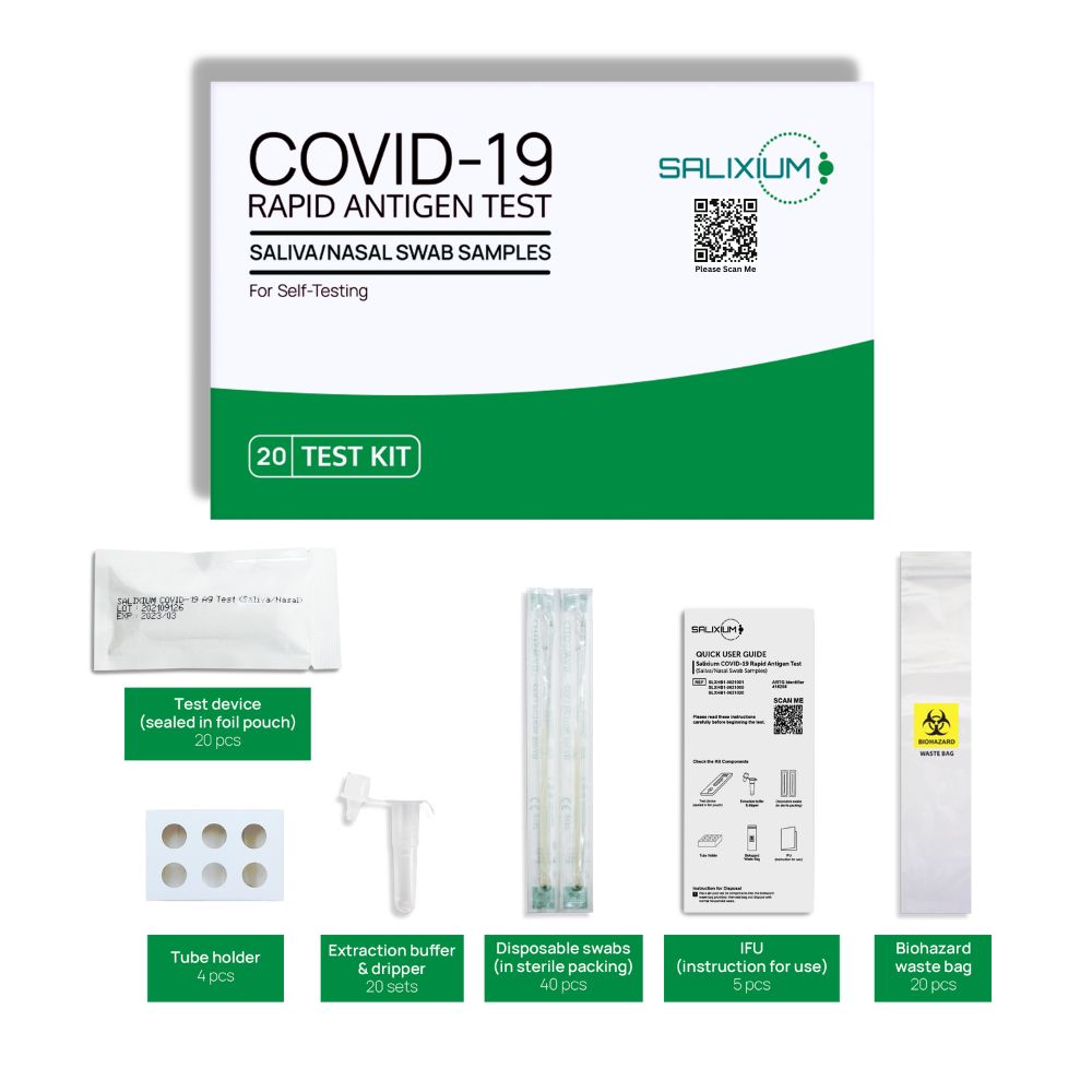 Salixium– COVID-19 Antigen Rapid Self Test (Saliva / Nasal) – 20 Pack