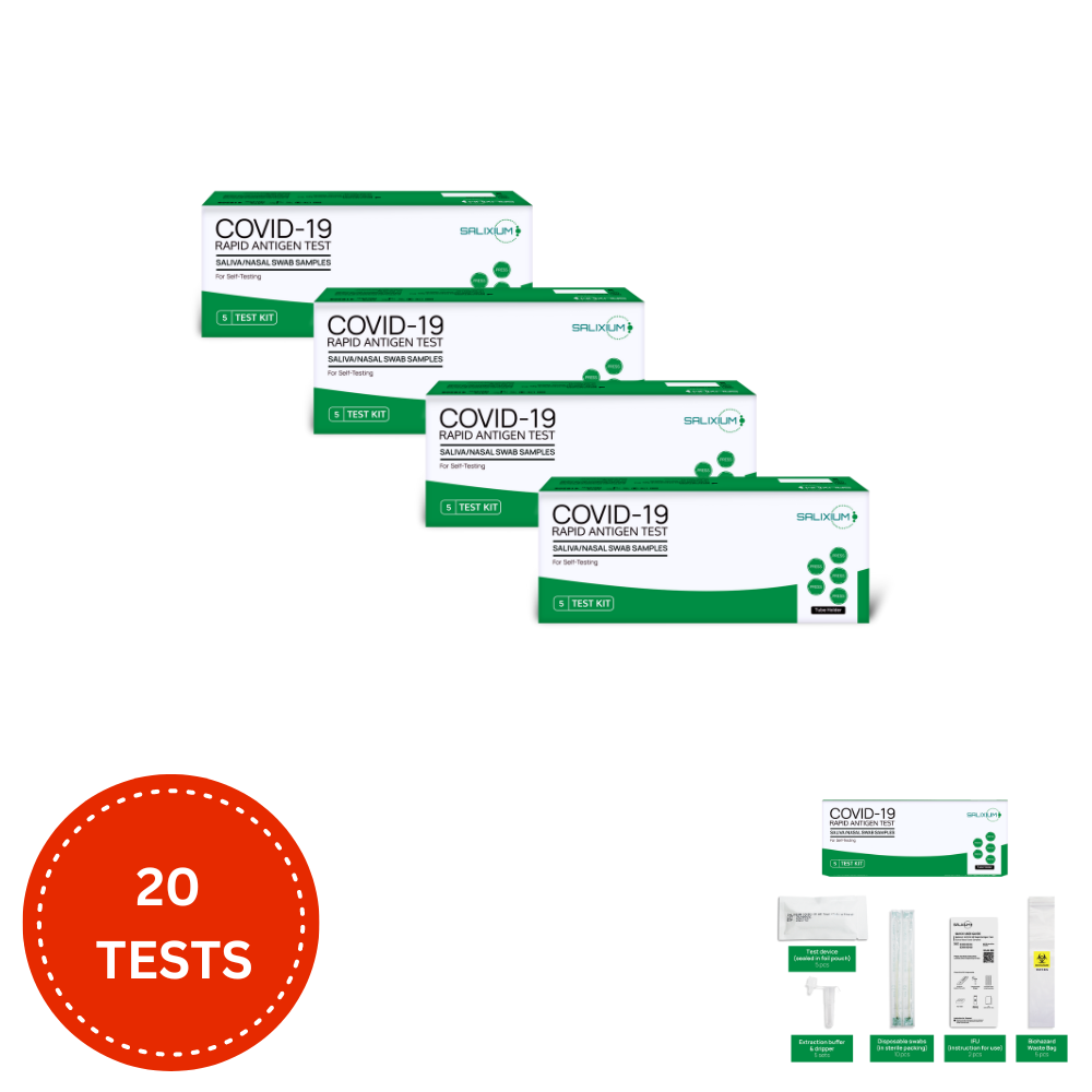 Salixium– COVID-19 Antigen Rapid Self Test (Saliva / Nasal) - 4 x 5 Test Packs (20 Tests)