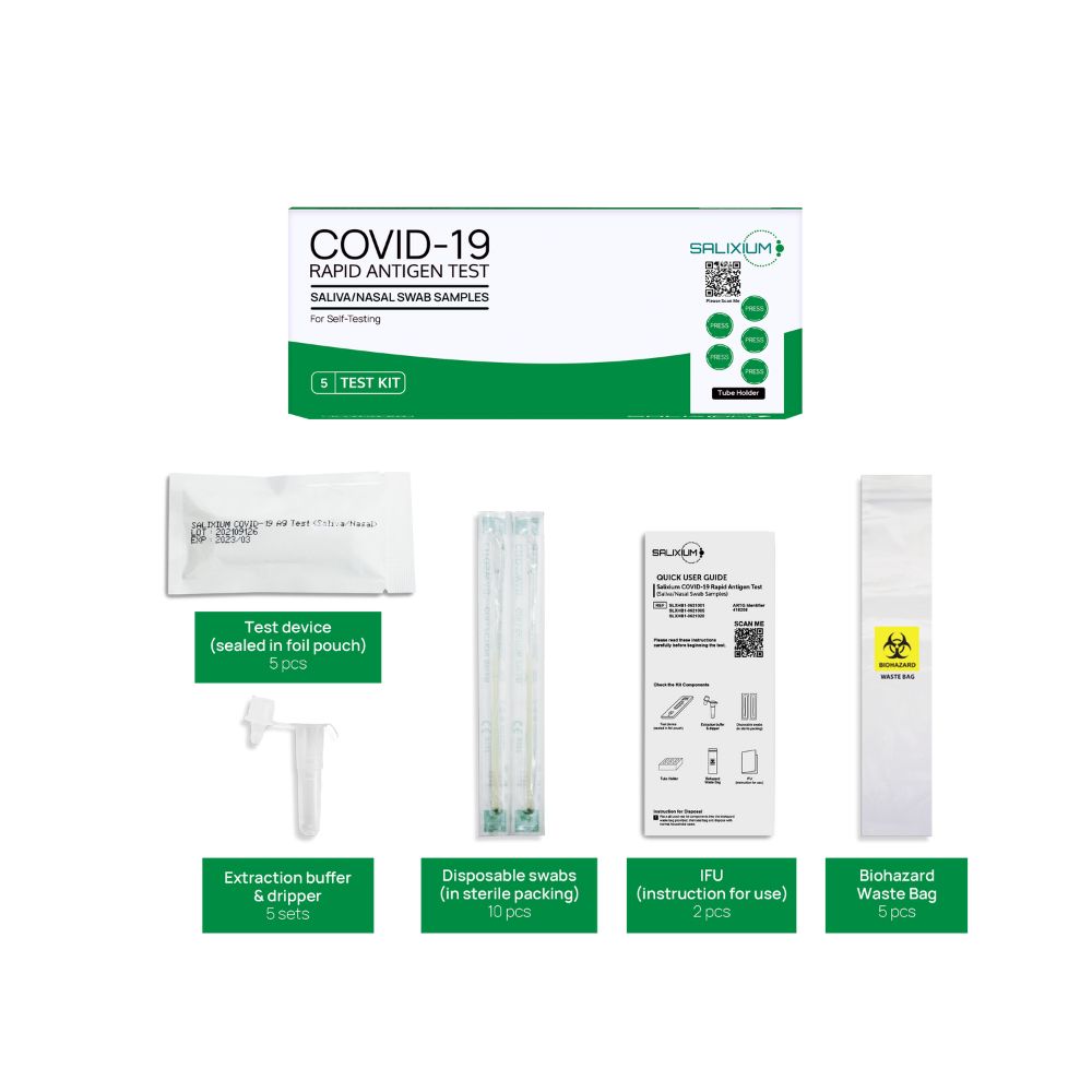 Salixium– COVID-19 Antigen Rapid Self Test  (Saliva / Nasal) – 5 Pack