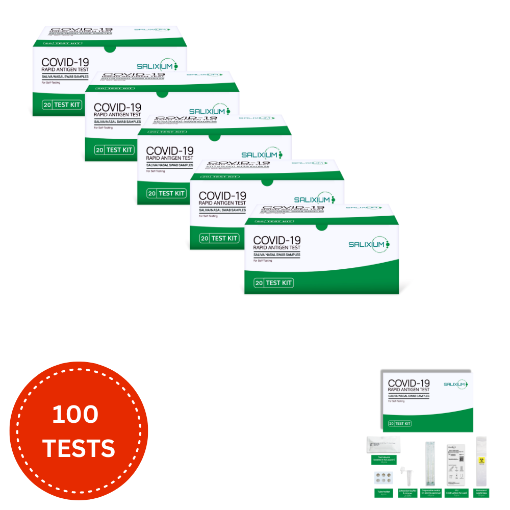 Salixium– COVID-19 Antigen Rapid Self Test (Saliva / Nasal) - 20 x 5 Test Packs (100 Tests)