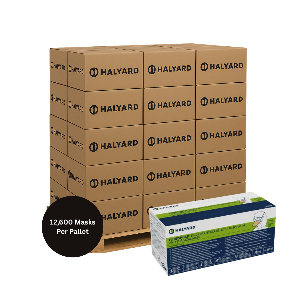 Halyard Fluidshield 46827: N95 Particulate Filter Respirator Mask (Small), Level 3 -Pallet -60 x 210 =  12,600