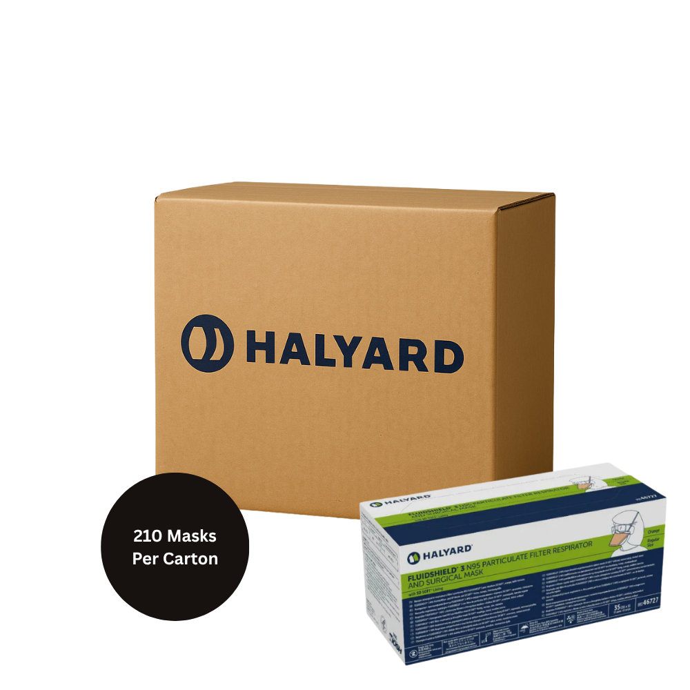Halyard Fluidshield 46827: N95 Particulate Filter Respirator Mask (Small), Level 3 - Carton -6 x 35 -210 Masks
