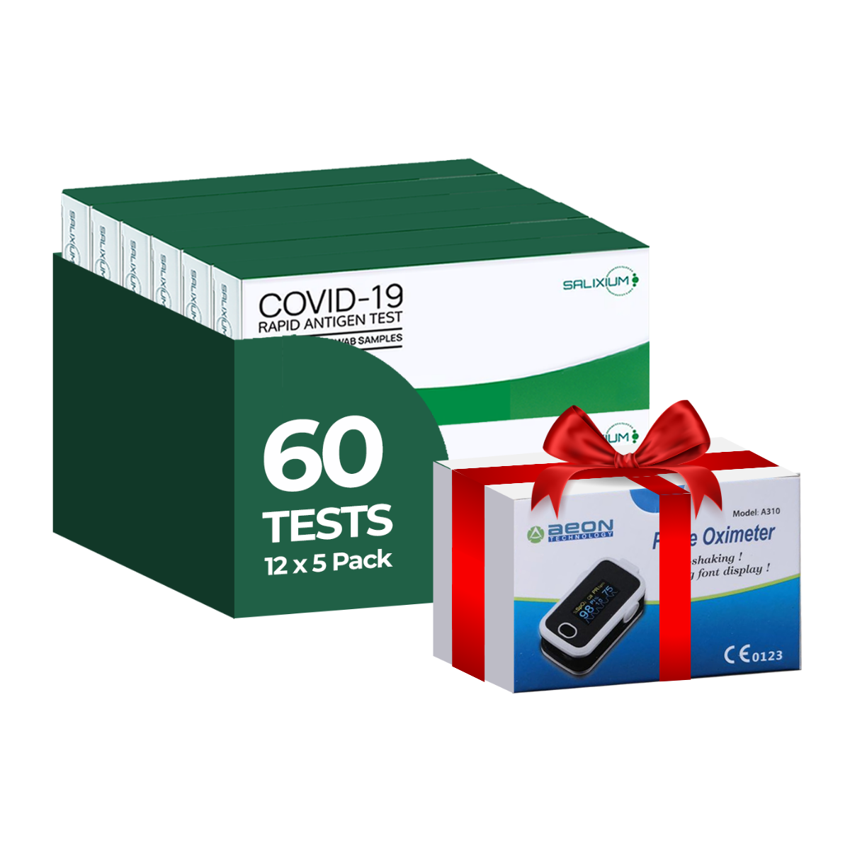 Salixium– COVID-19 Antigen Rapid Self Test (Saliva / Nasal) - 12 x 5 Test Packs (60 Tests)