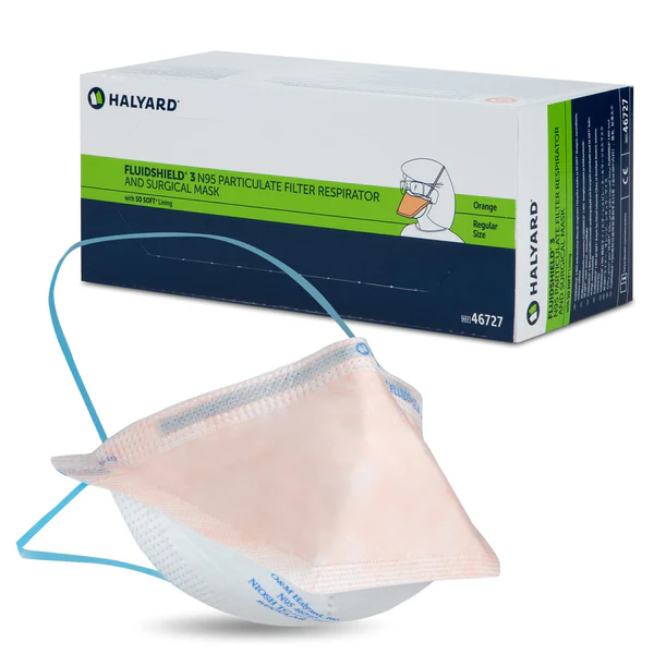 Halyard Fluidshield 46827: N95 Particulate Filter Respirator Mask (Small), Level 3 - Carton -6 x 35 -210 Masks